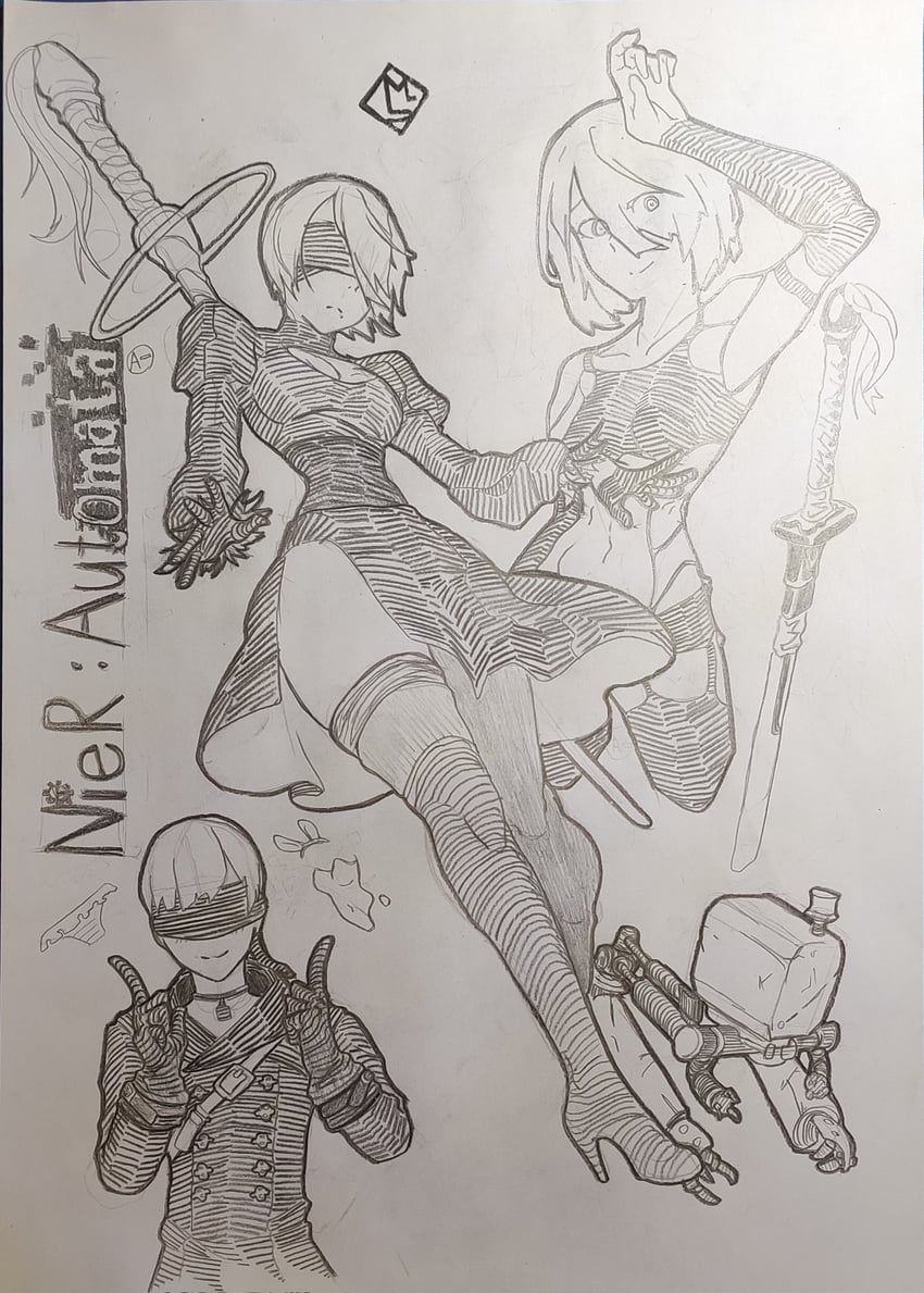9s, pod, and a2 (nier and 2 more) drawn by sergent_magnom