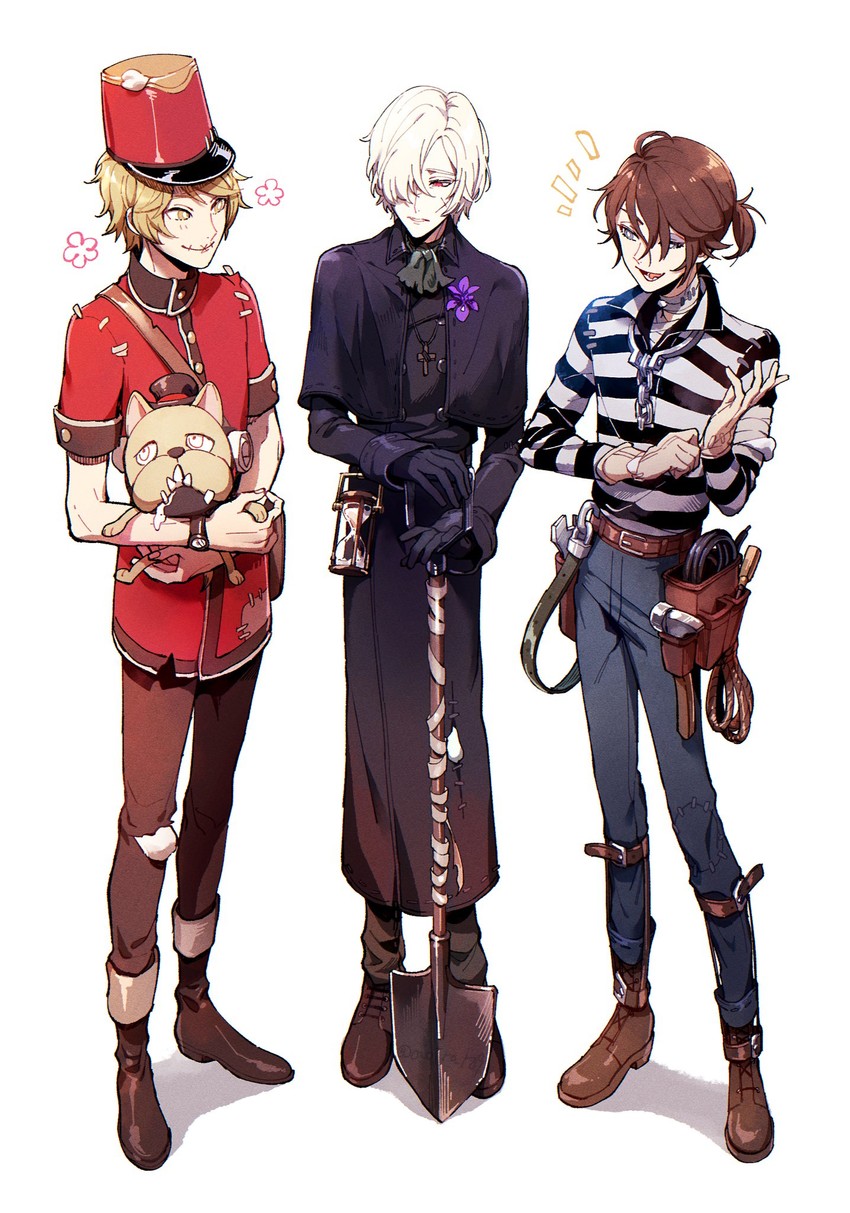 luca balsa, andrew kreiss, victor grantz, and wick (identity v) drawn by aoiro_oto