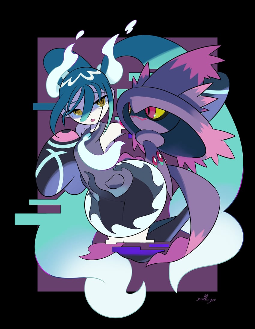 hatsune miku, mismagius, and ghost miku (pokemon and 2 more) drawn by nullma