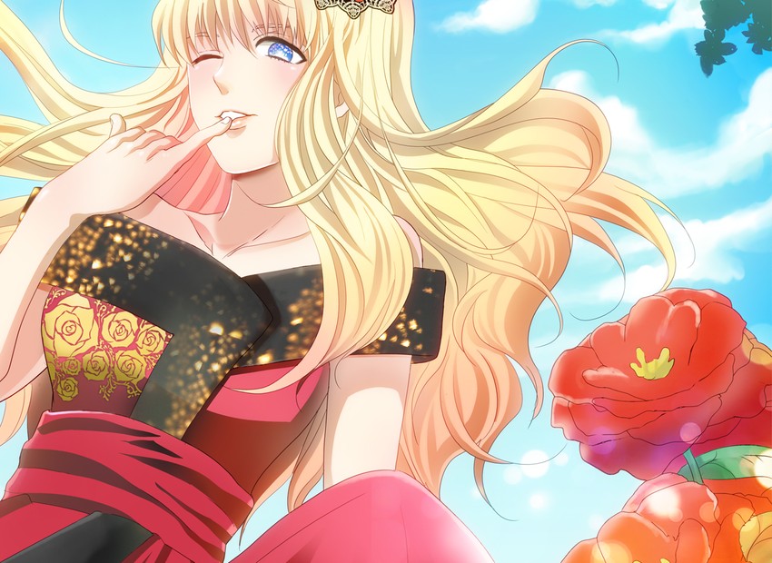 Anime blonde woman
