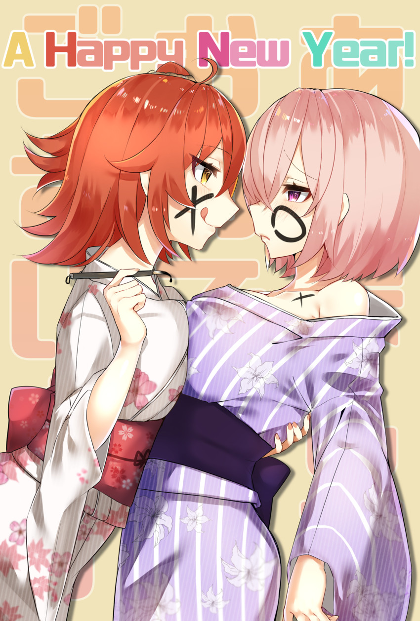 mash kyrielight and fujimaru ritsuka (fate and 1 more) drawn by reirou_(chokoonnpu)