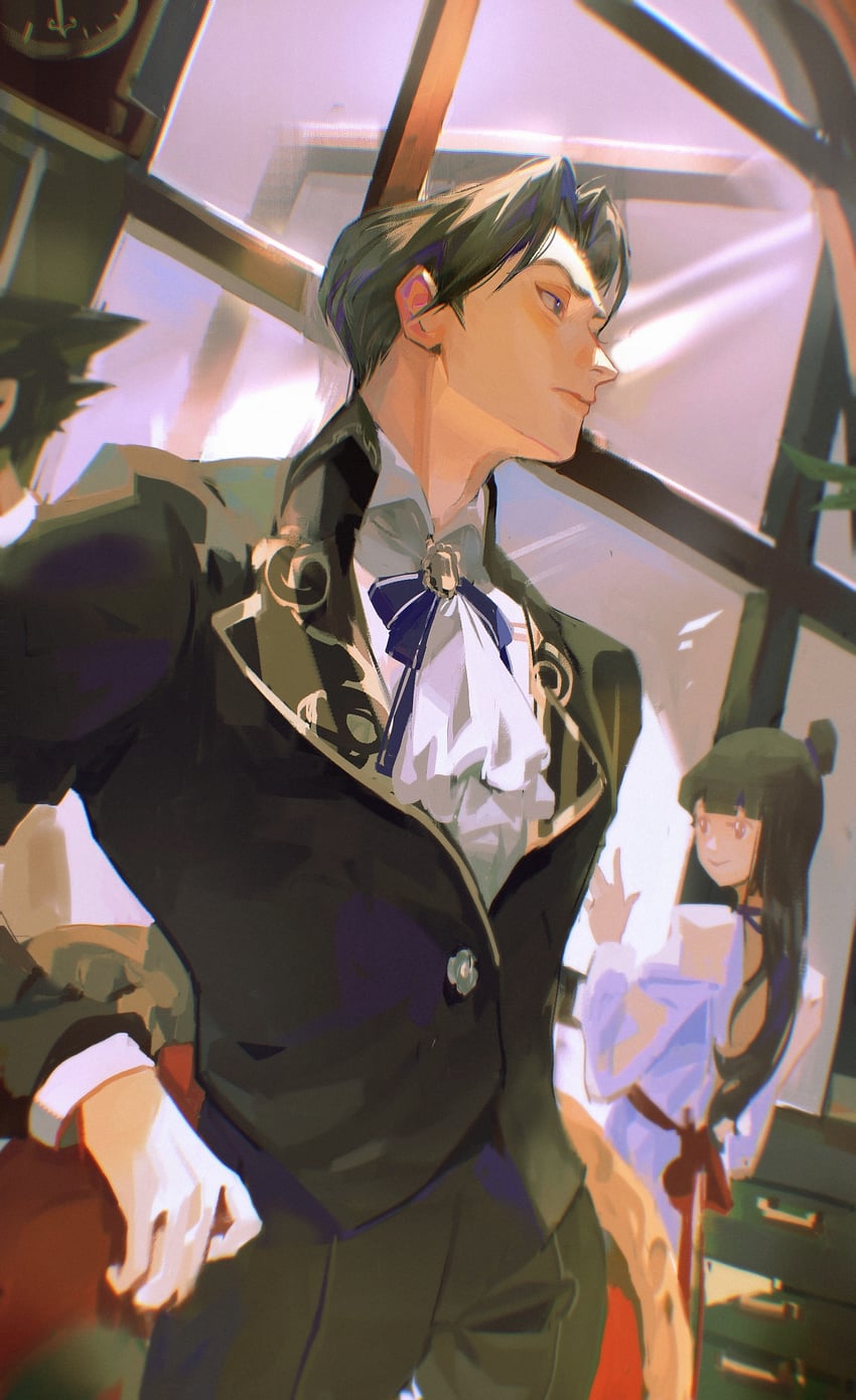 miles edgeworth and maya fey (ace attorney) drawn by liyuliyuzhou