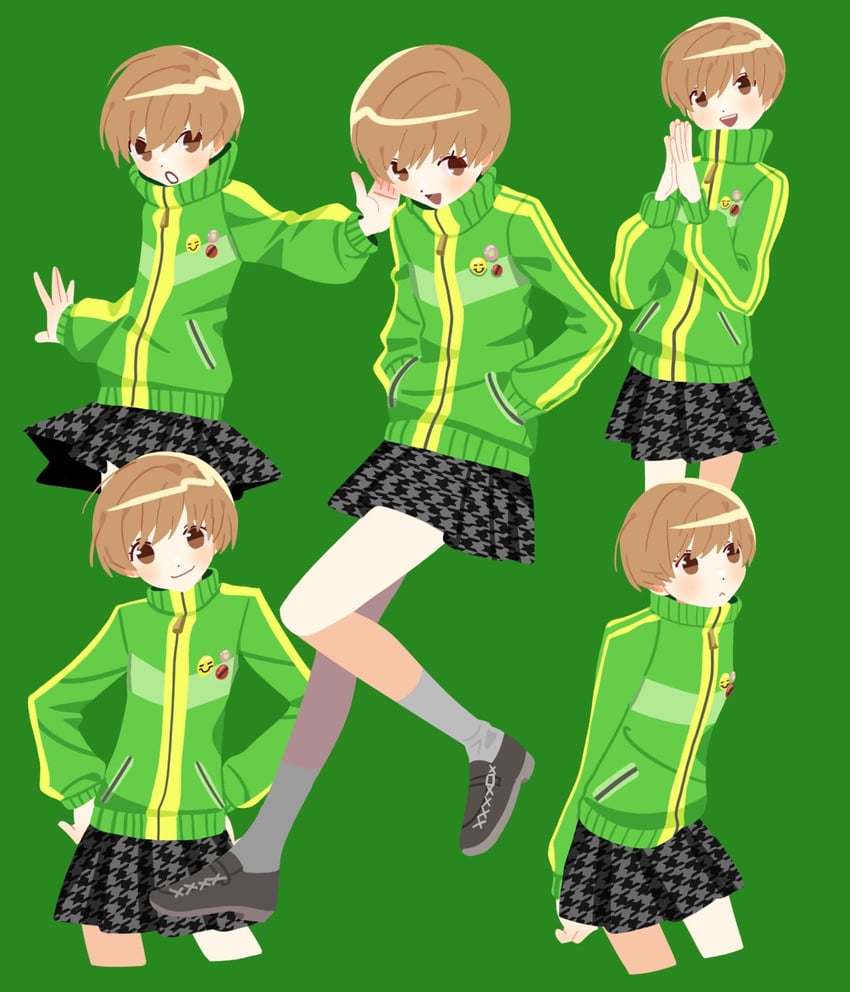 satonaka chie (persona and 1 more) drawn by yomyompi