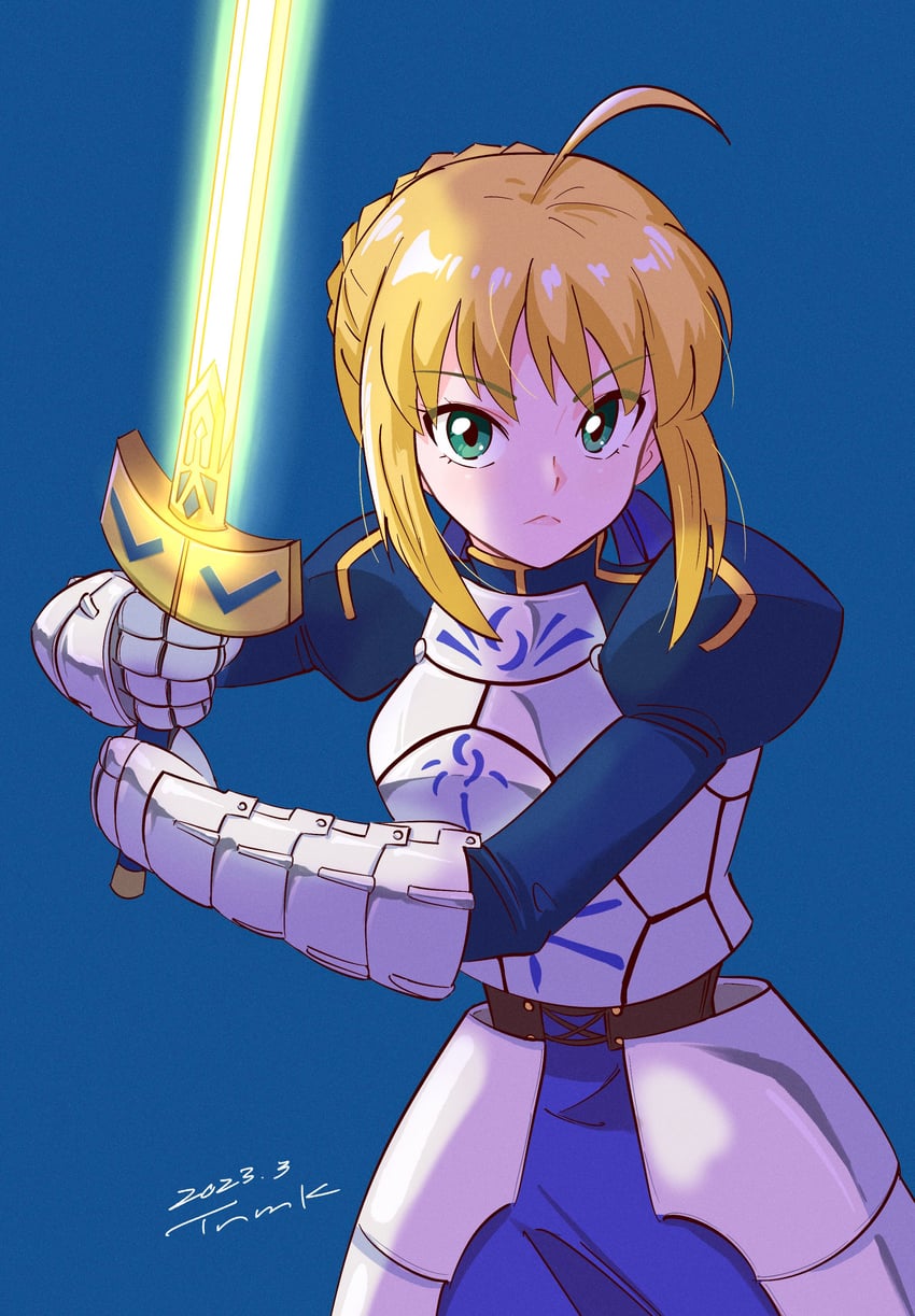 artoria pendragon and saber (fate and 2 more) drawn by tsunemoku