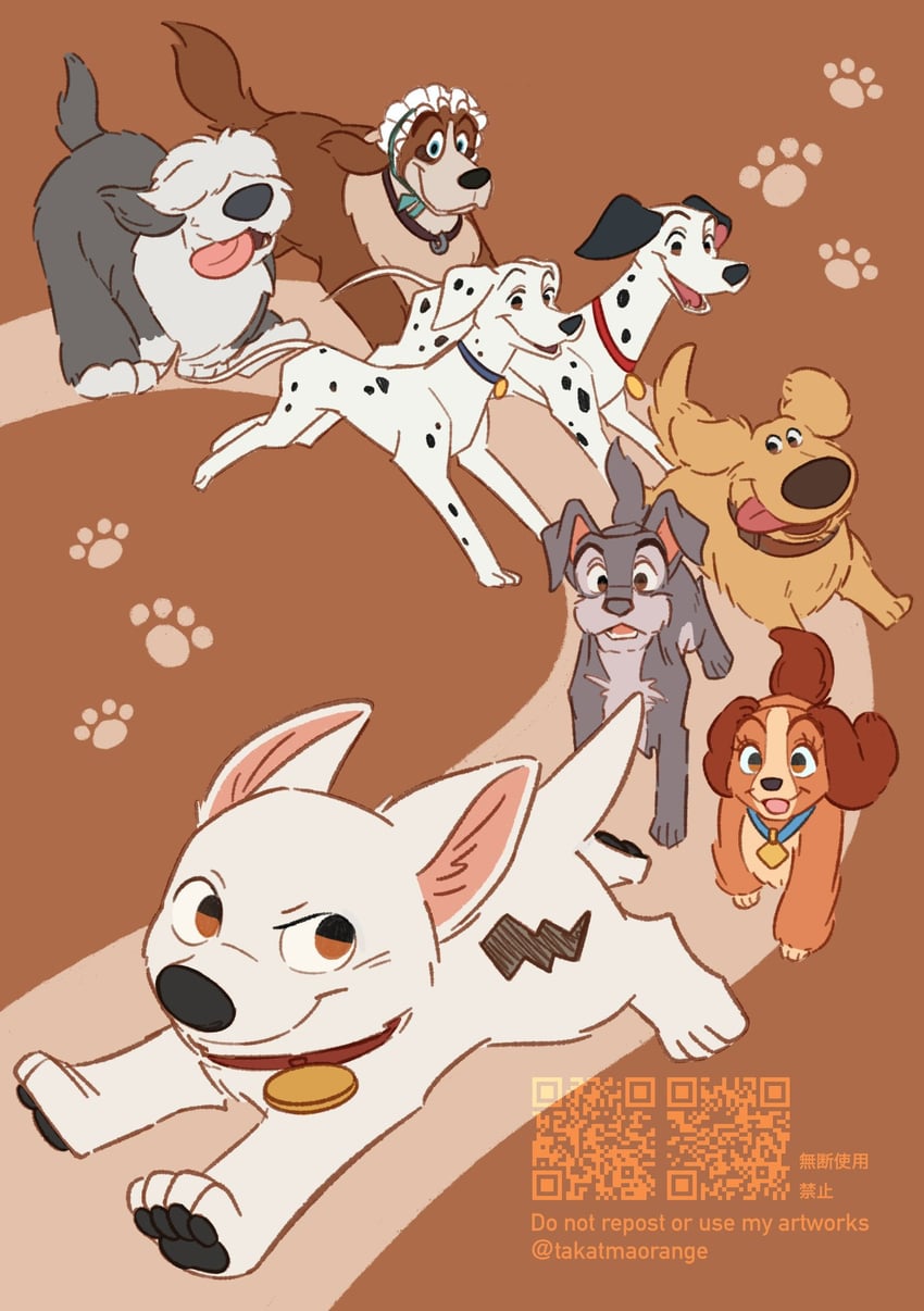 lady, tramp, dug, bolt, peg, and 2 more (disney and 4 more) drawn by takatmaorange