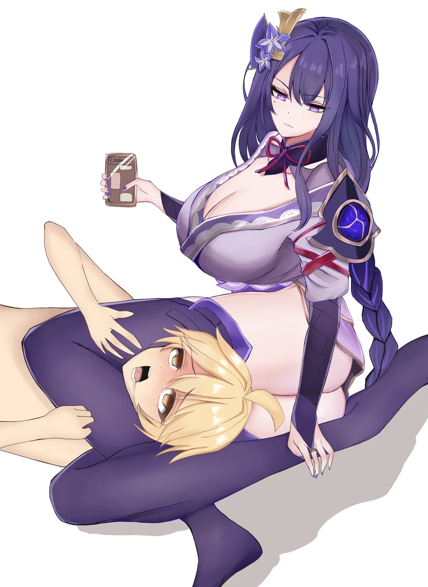 raiden shogun and aether (genshin impact) drawn by neri_aisu