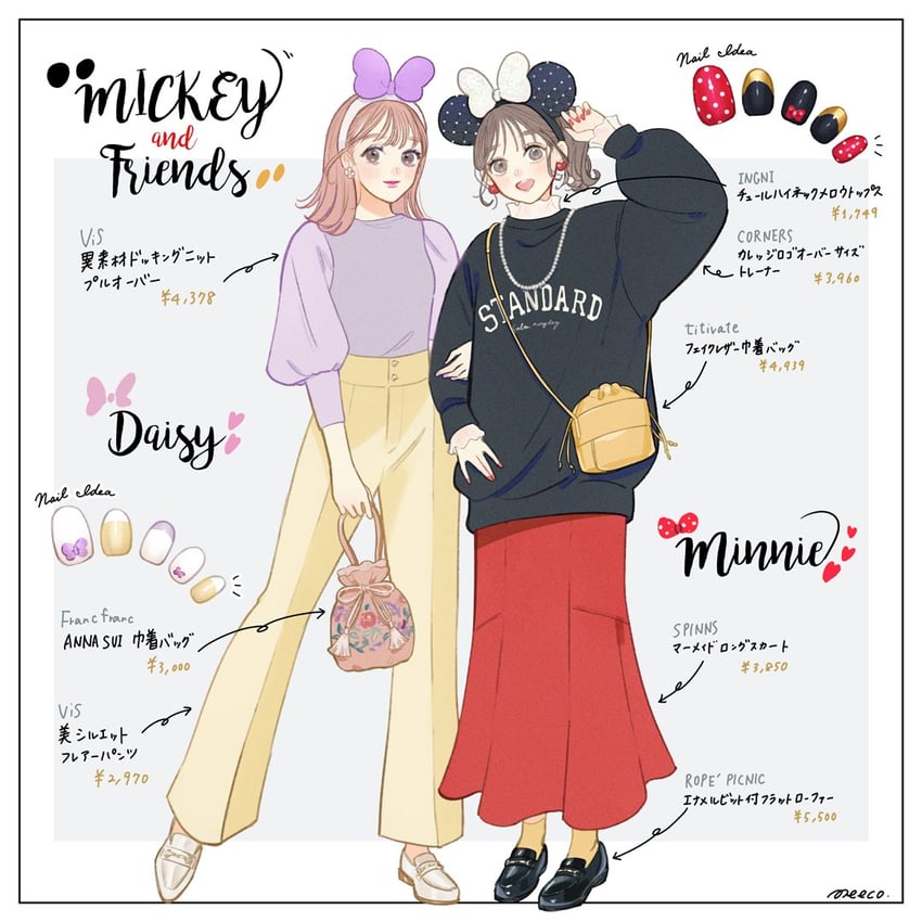 minnie mouse and daisy duck (mickey mouse & friends) drawn by meecosme