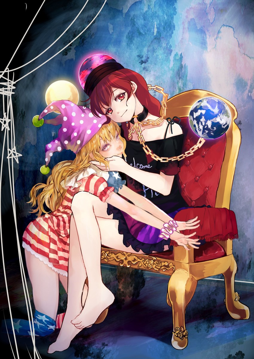 clownpiece and hecatia lapislazuli (touhou) drawn by toma_(me666nm) and vanilla_(miotanntann)