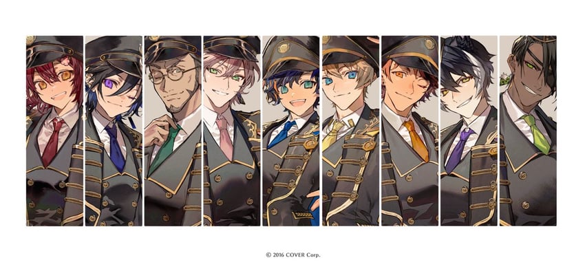 kageyama shien, astel leda, hanasaki miyabi, kanade izuru, aragami oga, and 4 more (holostars) drawn by nozaki_tsubata