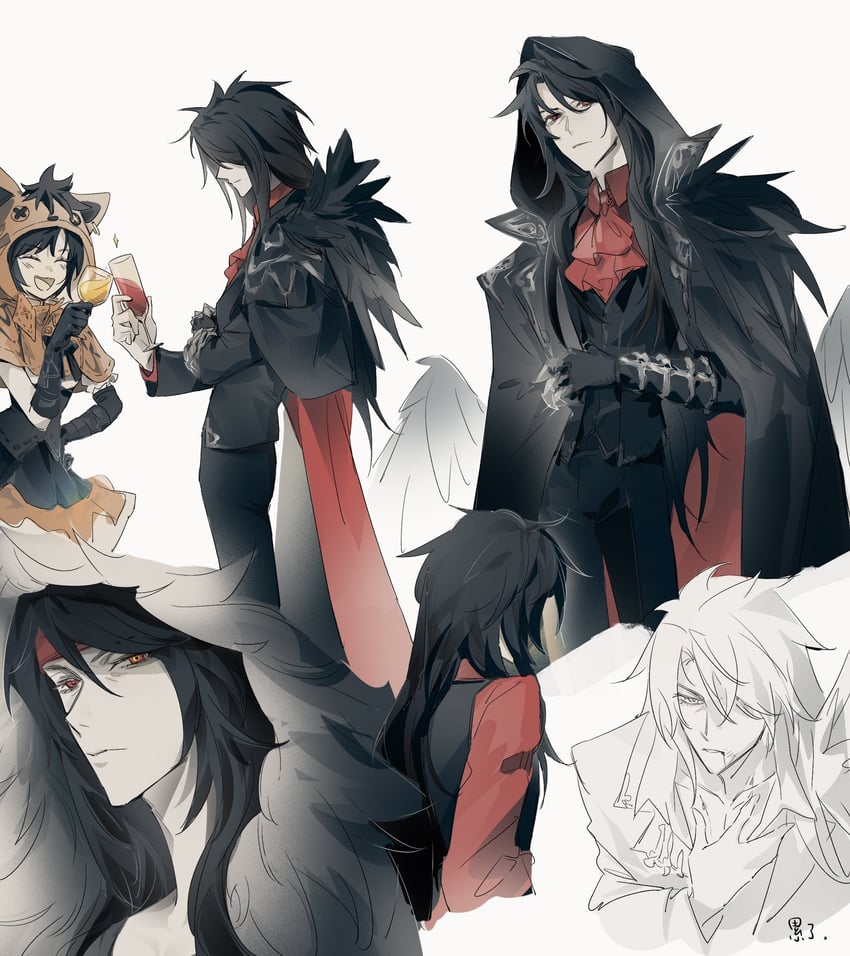 yuffie kisaragi, vincent valentine, and red xiii (final fantasy and 2 more) drawn by lily_(shio1006)