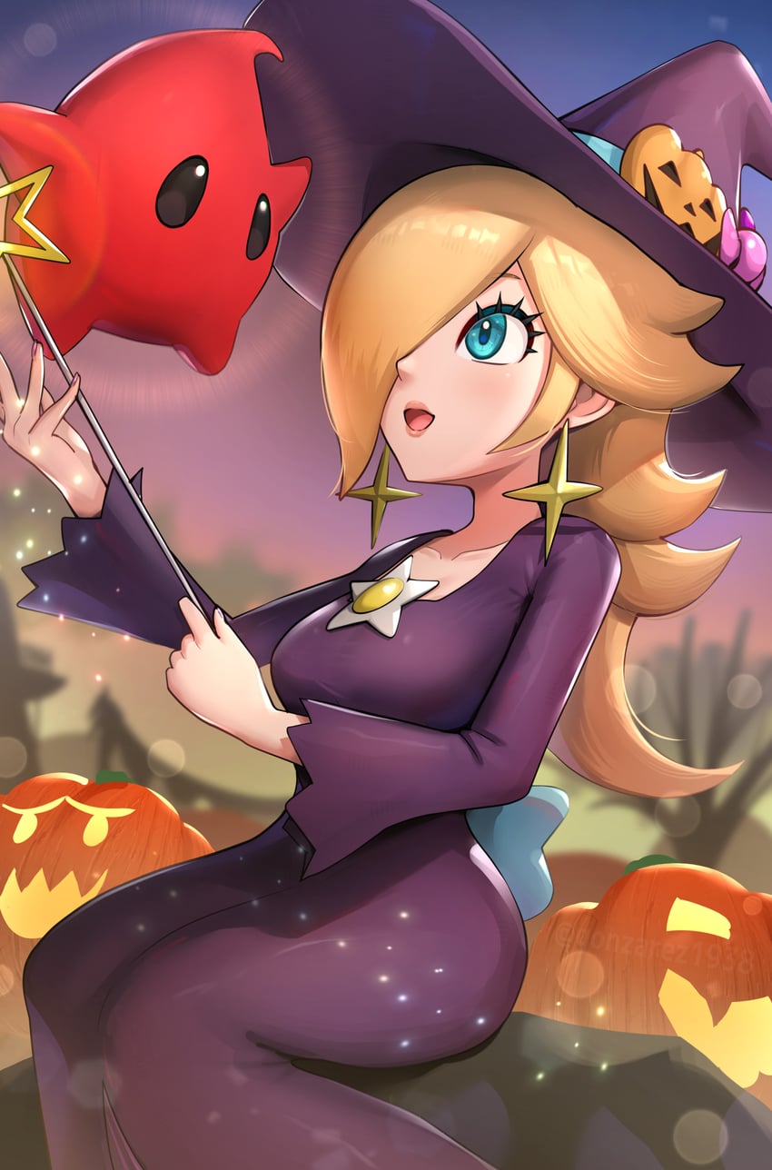 rosalina, luma, and red luma (mario and 2 more) drawn by gonzarez