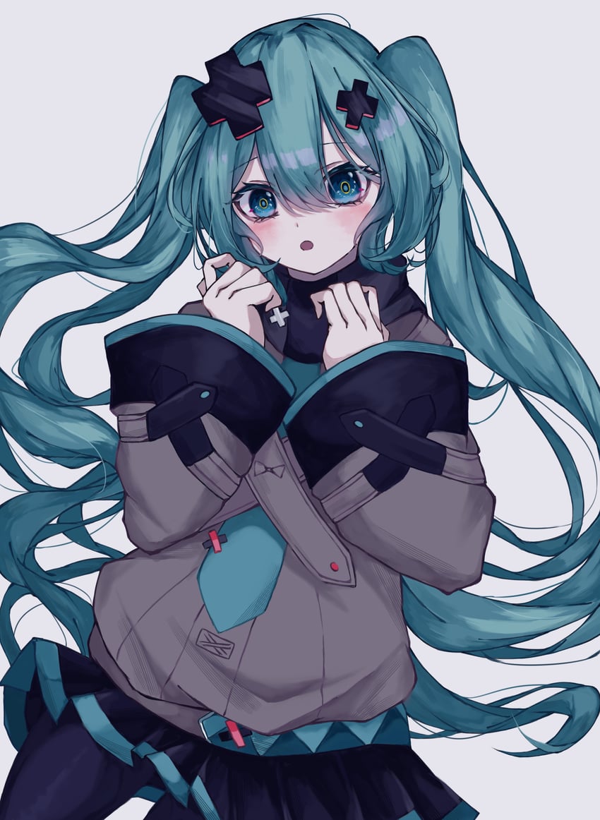 hatsune miku and batsu miku (vocaloid and 2 more) drawn by mikulatte