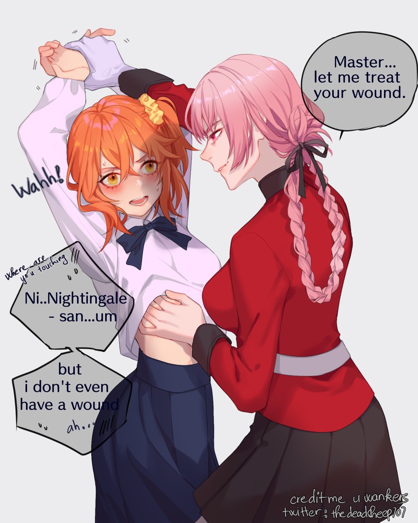 fujimaru ritsuka and florence nightingale (fate and 1 more) drawn by jesse_(pixiv34586727)