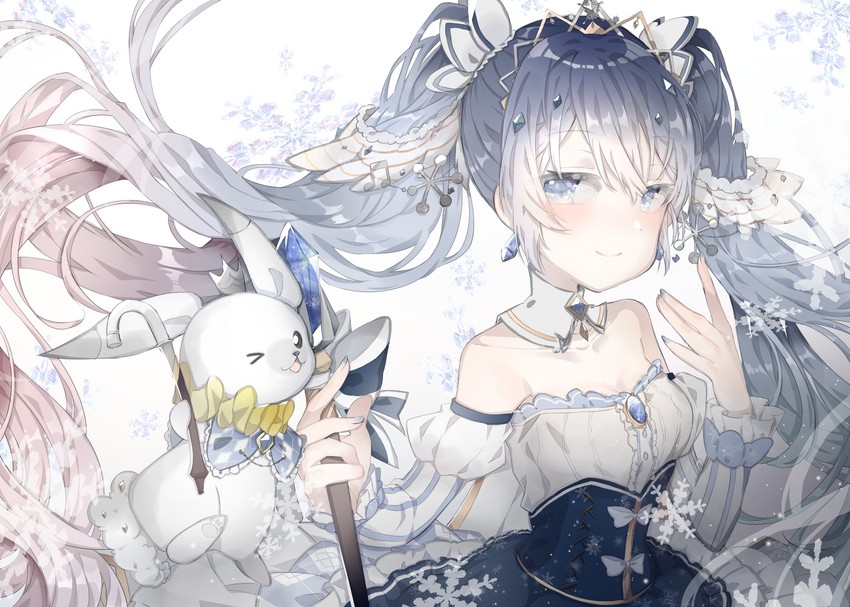 hatsune miku, yuki miku, and rabbit yukine (vocaloid) drawn by siho_(ricchil)