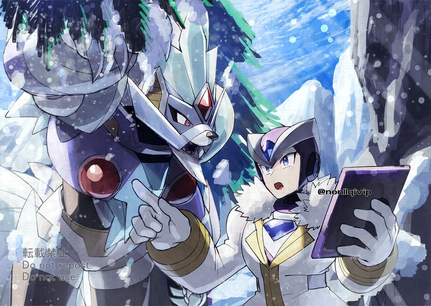 gate and blizzard wolfang (mega man and 2 more) drawn by yamanashi_taiki