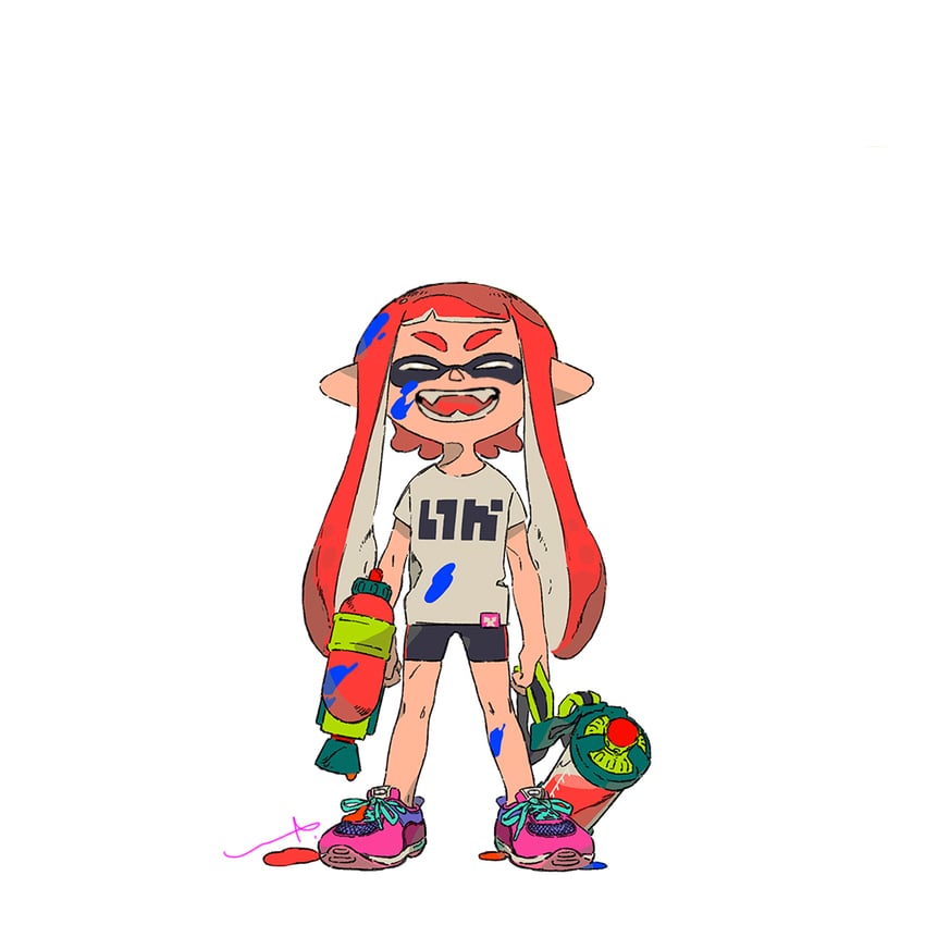 inkling player character and inkling girl (splatoon and 1 more) drawn by lip_(lih8)