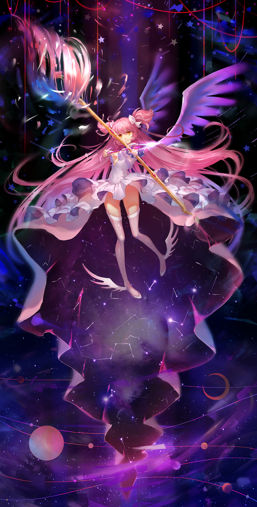 kaname madoka and ultimate madoka (mahou shoujo madoka magica) drawn by asanogawa_(tutufcc)
