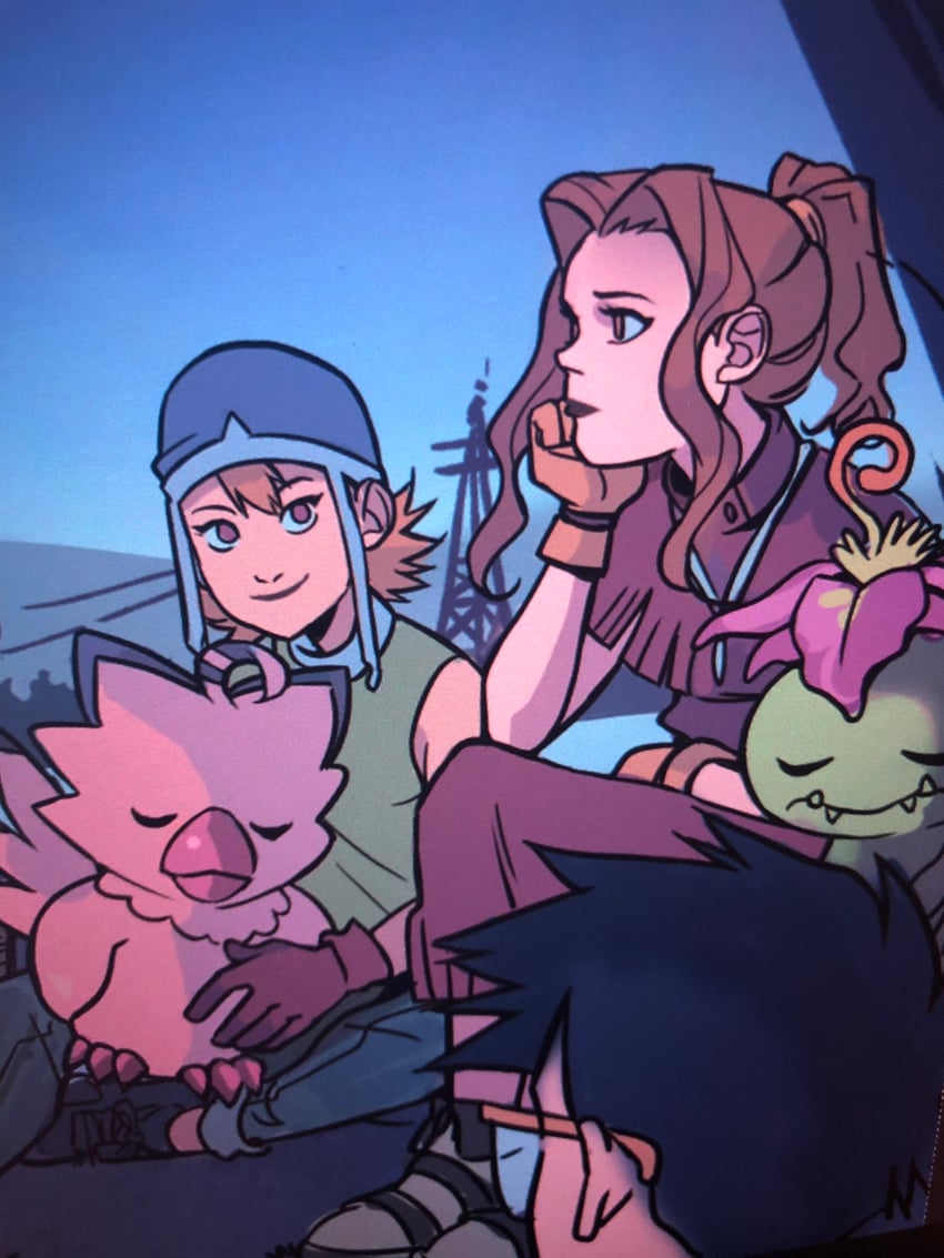 tachikawa mimi, takenouchi sora, palmon, kido jo, and piyomon (digimon and 1 more) drawn by gabriel_picolo