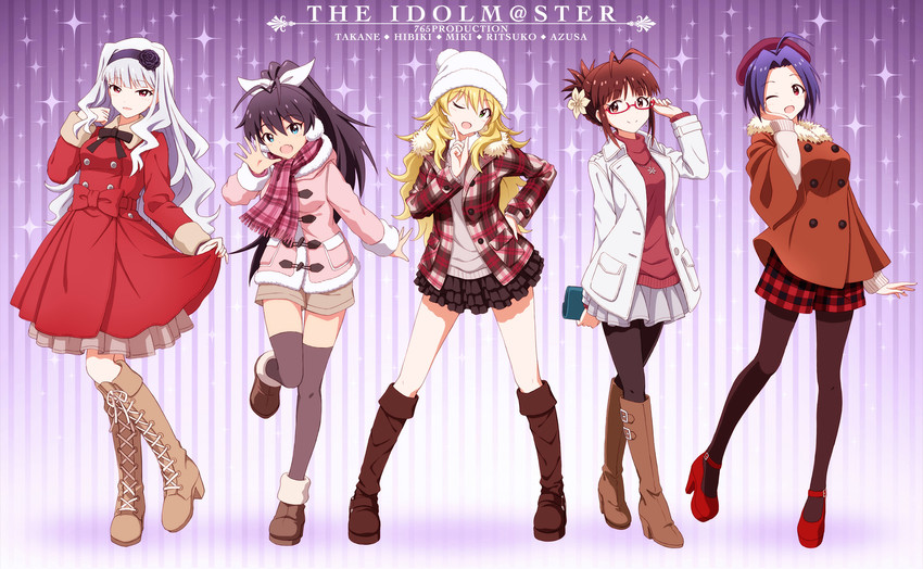 hoshii miki, shijou takane, ganaha hibiki, miura azusa, and akizuki ritsuko (idolmaster) drawn by outsider_0