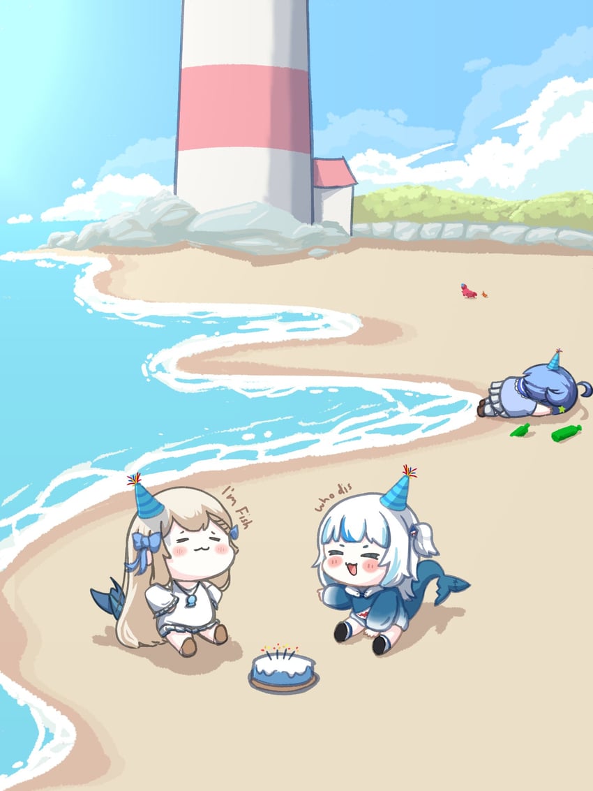 gawr gura, ebi-chan, sameko saba, and senzawa (hololive and 2 more) drawn by rinfocer