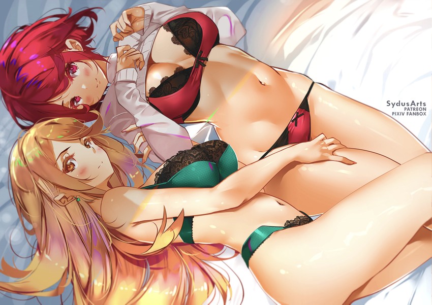 pyra and mythra (xenoblade chronicles and 1 more) drawn by sydus
