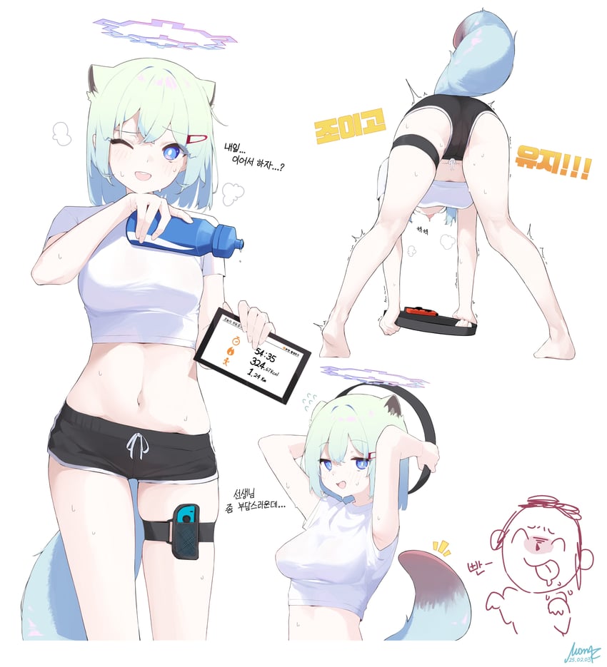 sensei, doodle sensei, and shigure (blue archive) drawn by mona_kkkk
