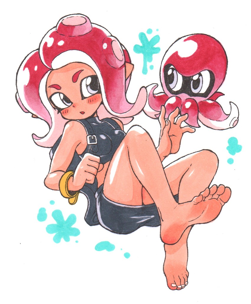 octoling player character, octoling girl, and agent 8 (splatoon and 2 more) drawn by oyatsu_(mk2)