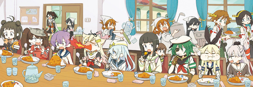 shimakaze, hibiki, inazuma, yuudachi, ikazuchi, and 21 more (kantai collection) drawn by mokeo