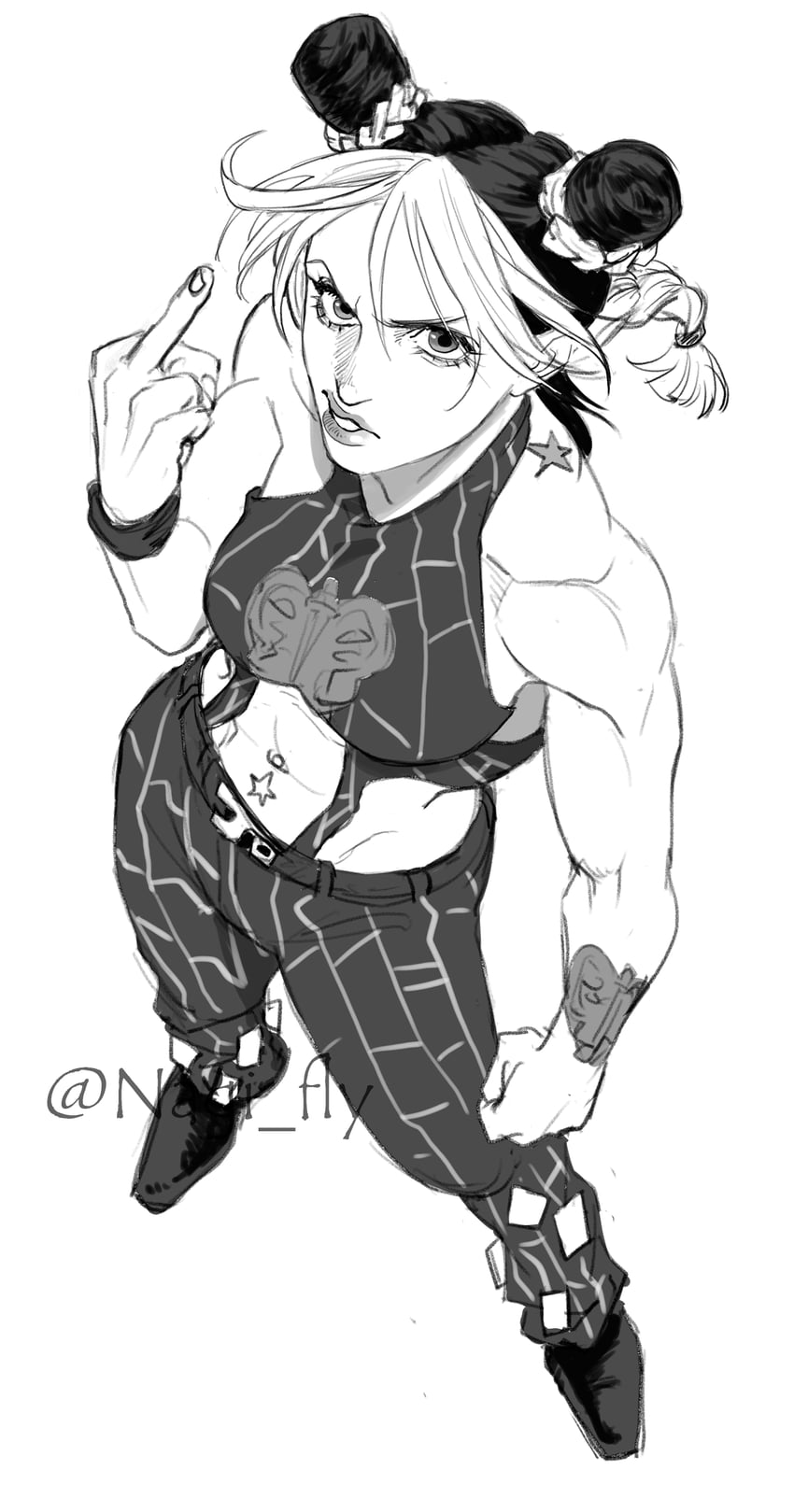 kujo jolyne (jojo no kimyou na bouken and 1 more) drawn by nagyon_(nagi_fly)