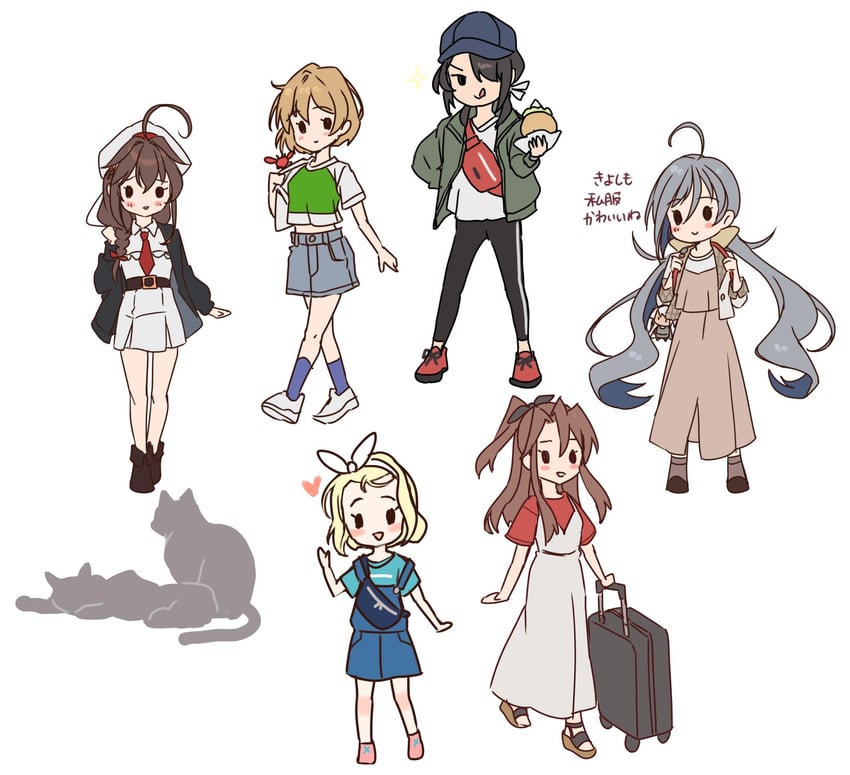 shigure, oboro, kiyoshimo, shigure kai san, luigi torelli, and 4 more (kantai collection) drawn by kasumi_(skchkko)