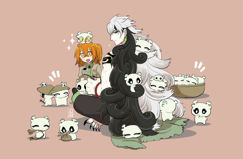 fujimaru ritsuka, ashiya douman, and con (fate and 1 more) drawn by yoshimura
