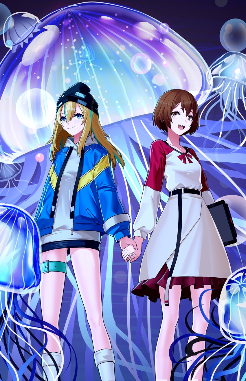 yamanouchi kano and kouzuki mahiru (yoru no kurage wa oyogenai) drawn by kitohosi