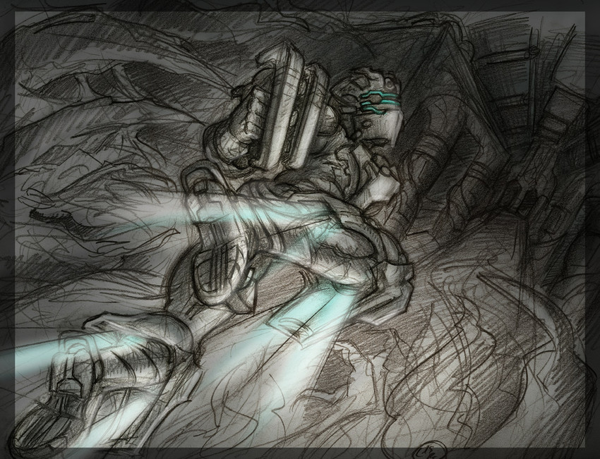 isaac clarke (dead space) drawn by leksbronks