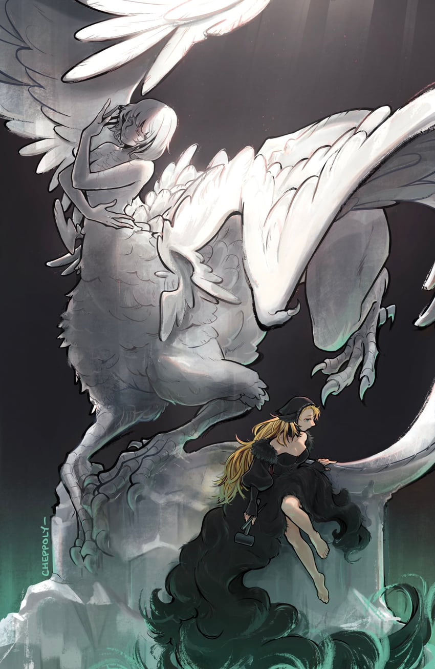 marcille donato and falin touden (dungeon meshi) drawn by cheppo