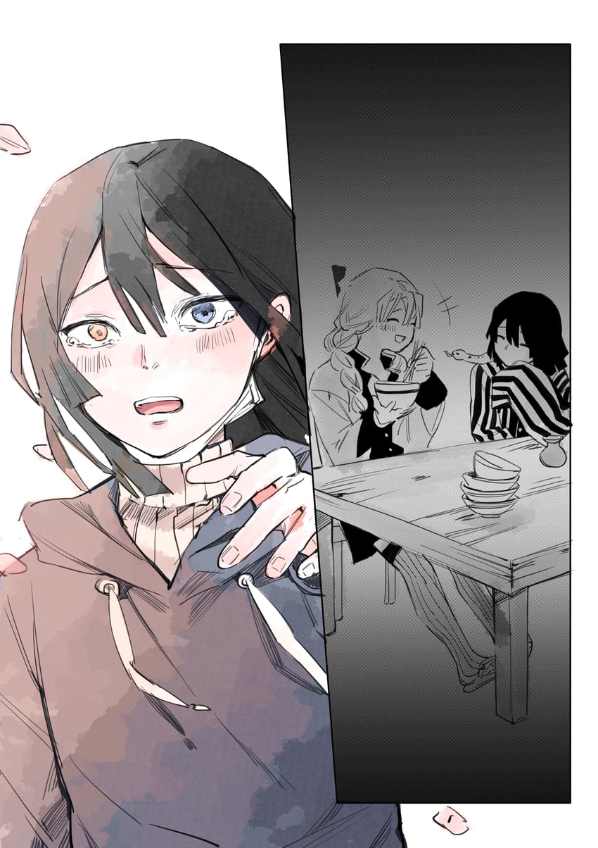 kanroji mitsuri, iguro obanai, and kaburamaru (kimetsu no yaiba) drawn by amo_(amo_0514)