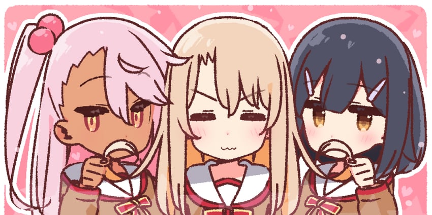 illyasviel von einzbern, chloe von einzbern, and miyu edelfelt (fate and 1 more) drawn by yoru_nai