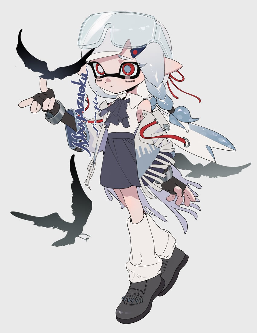 inkling player character and inkling girl (splatoon) drawn by namazuoku