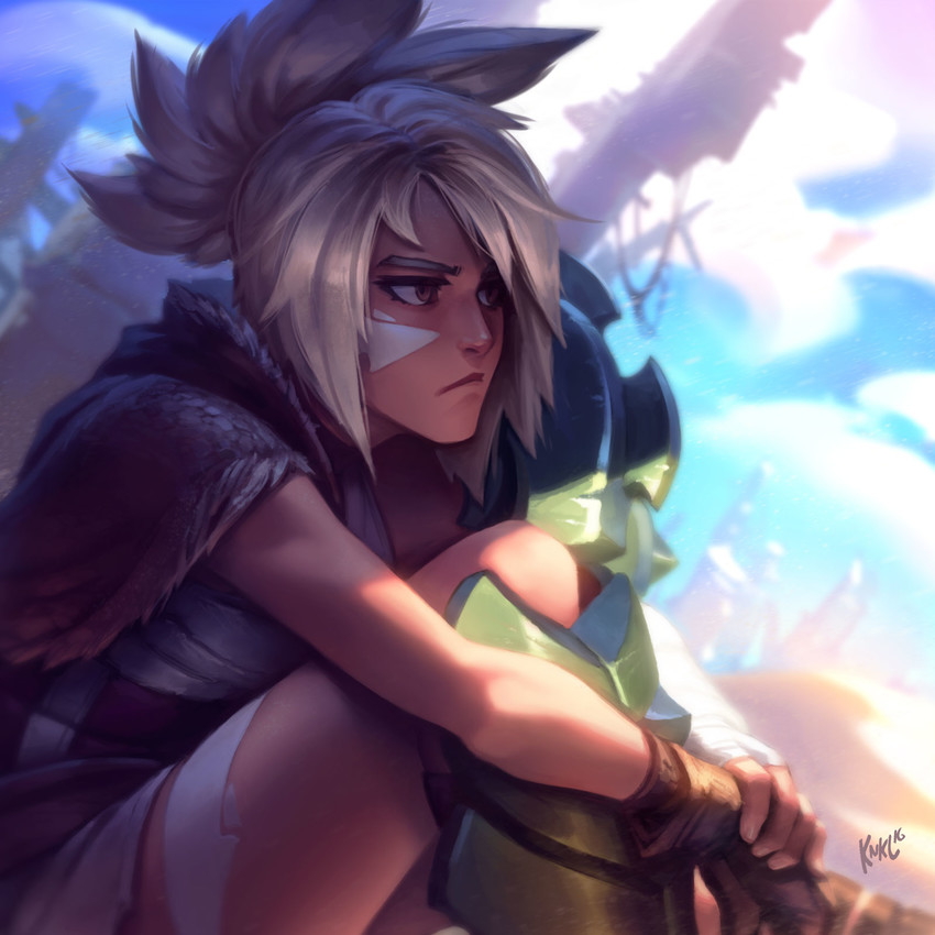 riven (league of legends) drawn by kienan_lafferty