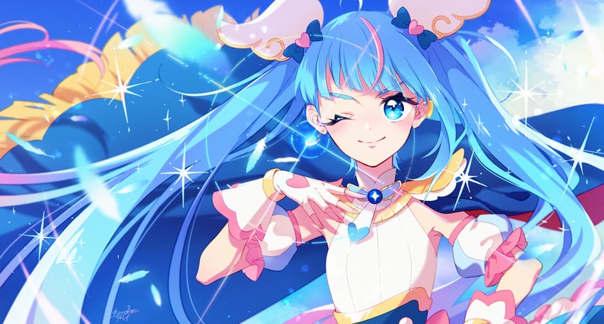 sora harewataru and cure sky (precure and 1 more) drawn by lanzhu
