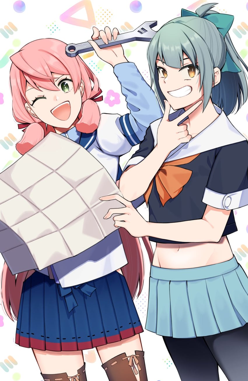 akashi and yuubari (kantai collection) drawn by tanaka_io_(craftstudio)