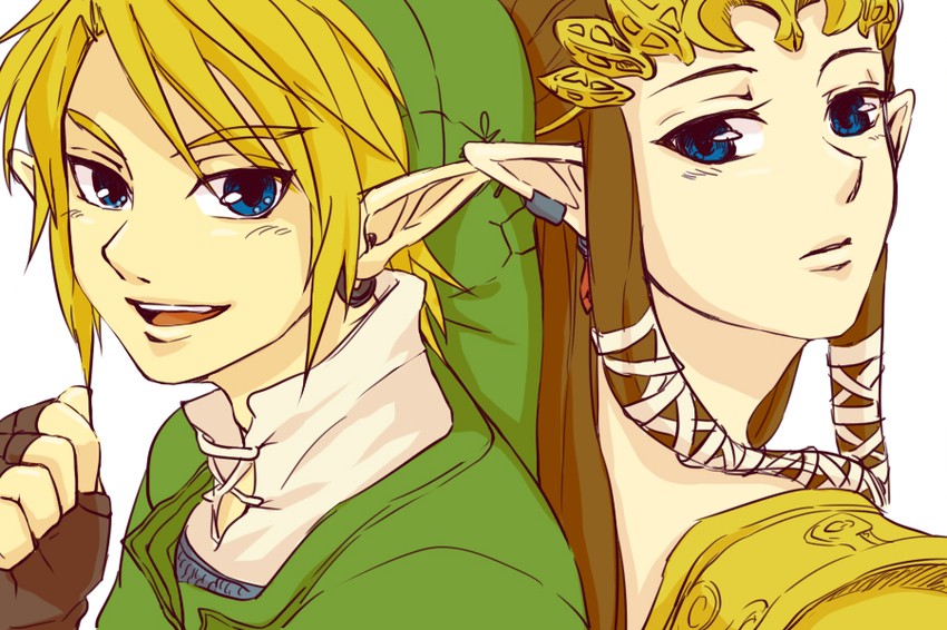 link and princess zelda (the legend of zelda and 1 more) drawn by saiba_(henrietta)