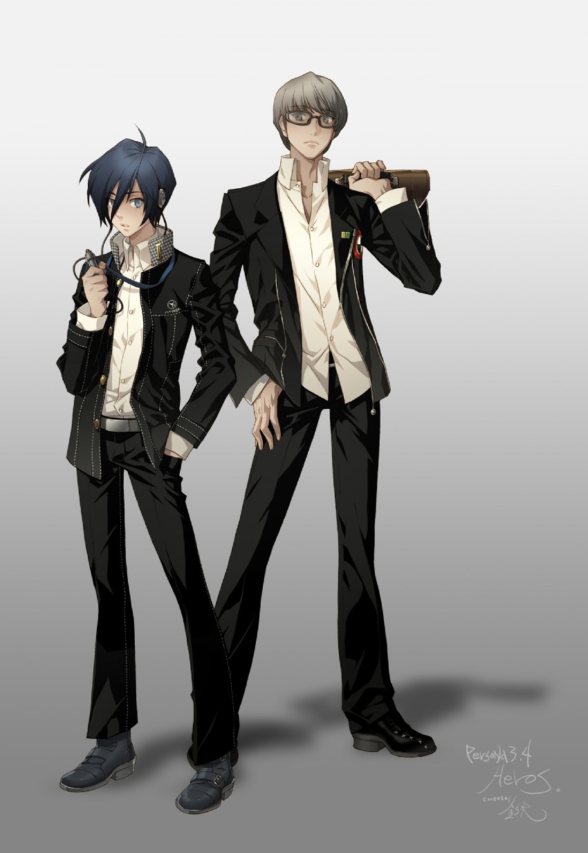 narukami yu and yuuki makoto (persona and 2 more) drawn by grandyoukan