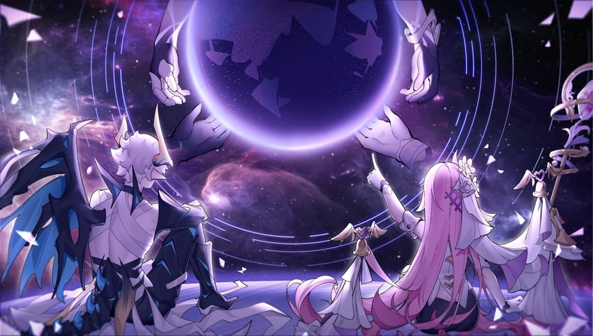 elysia and kevin kaslana (honkai and 1 more) drawn by huainianbeijiaozuowangyinshaonianderizi