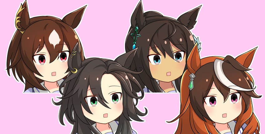symboli rudolf, sirius symboli, symboli kris s, and speed symboli (umamusume) drawn by meso_(zgmf-xv)