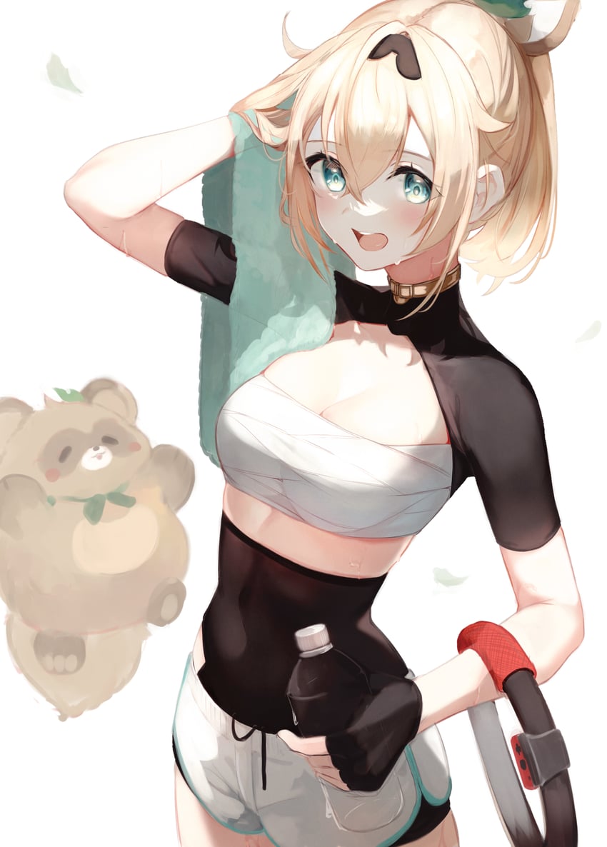 kazama iroha and pokobee (hololive and 1 more) drawn by lumo_1121