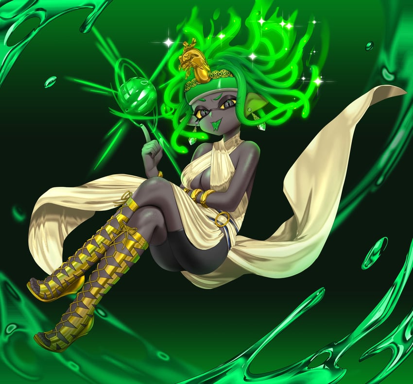 inkling player character, inkling girl, and horrorboros (splatoon) drawn by puchiman