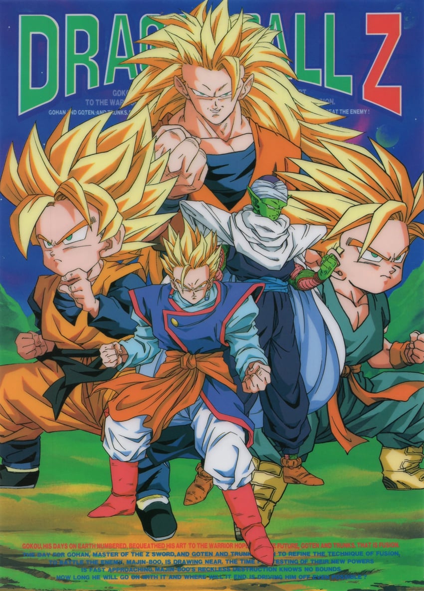 son goku, son gohan, trunks, piccolo, and son goten (dragon ball and 1 more)
