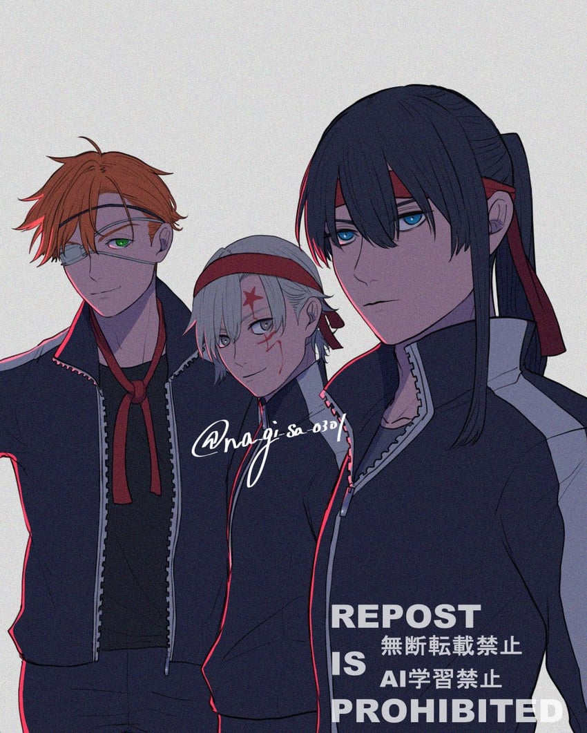 allen walker, kanda yuu, and lavi (d.gray-man) drawn by na_gi_sa_0301