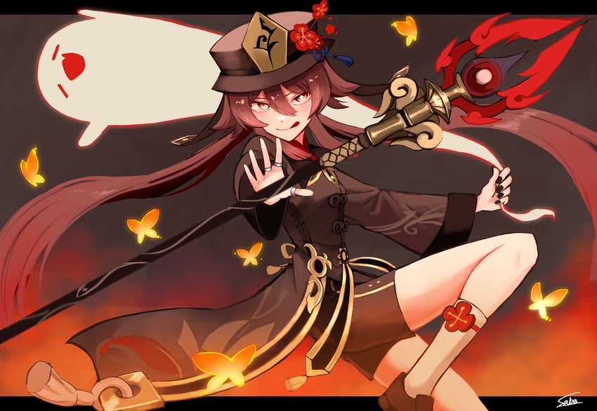 hu tao and boo tao (genshin impact) drawn by saba_miso_(ver_18)