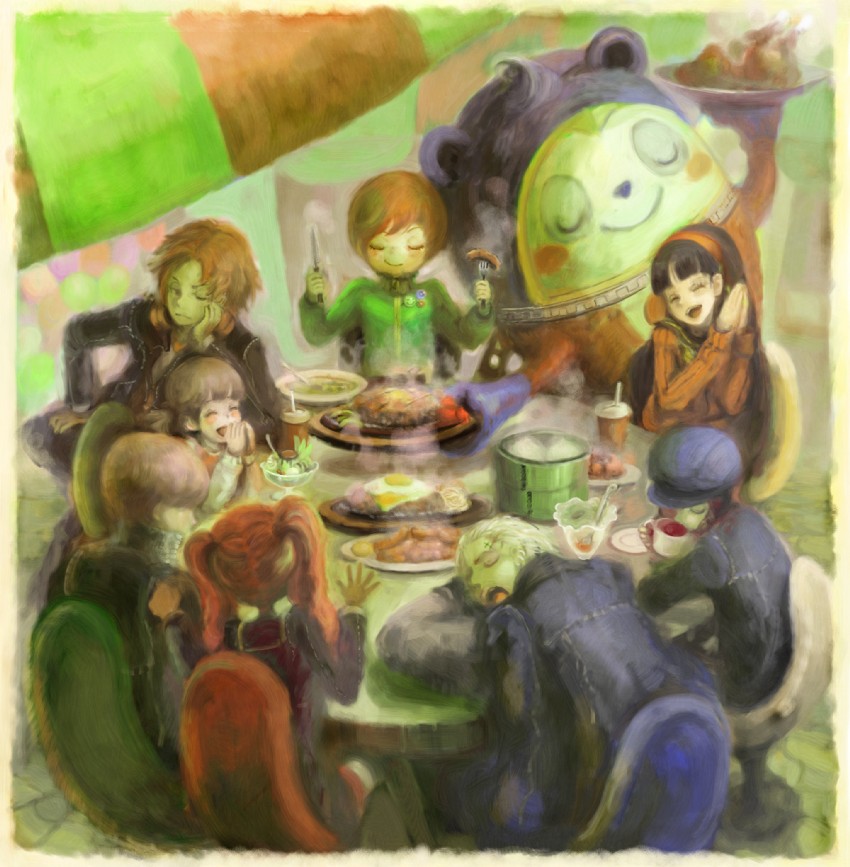 narukami yu, shirogane naoto, satonaka chie, kujikawa rise, amagi yukiko, and 4 more (persona and 1 more) drawn by mokkemokke